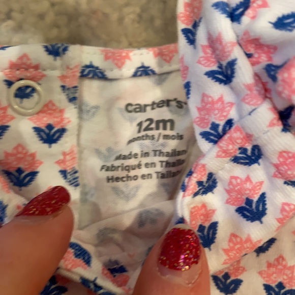 Carter's 12 month Romper Sleeveless Floral Pink - Picture 5 of 7